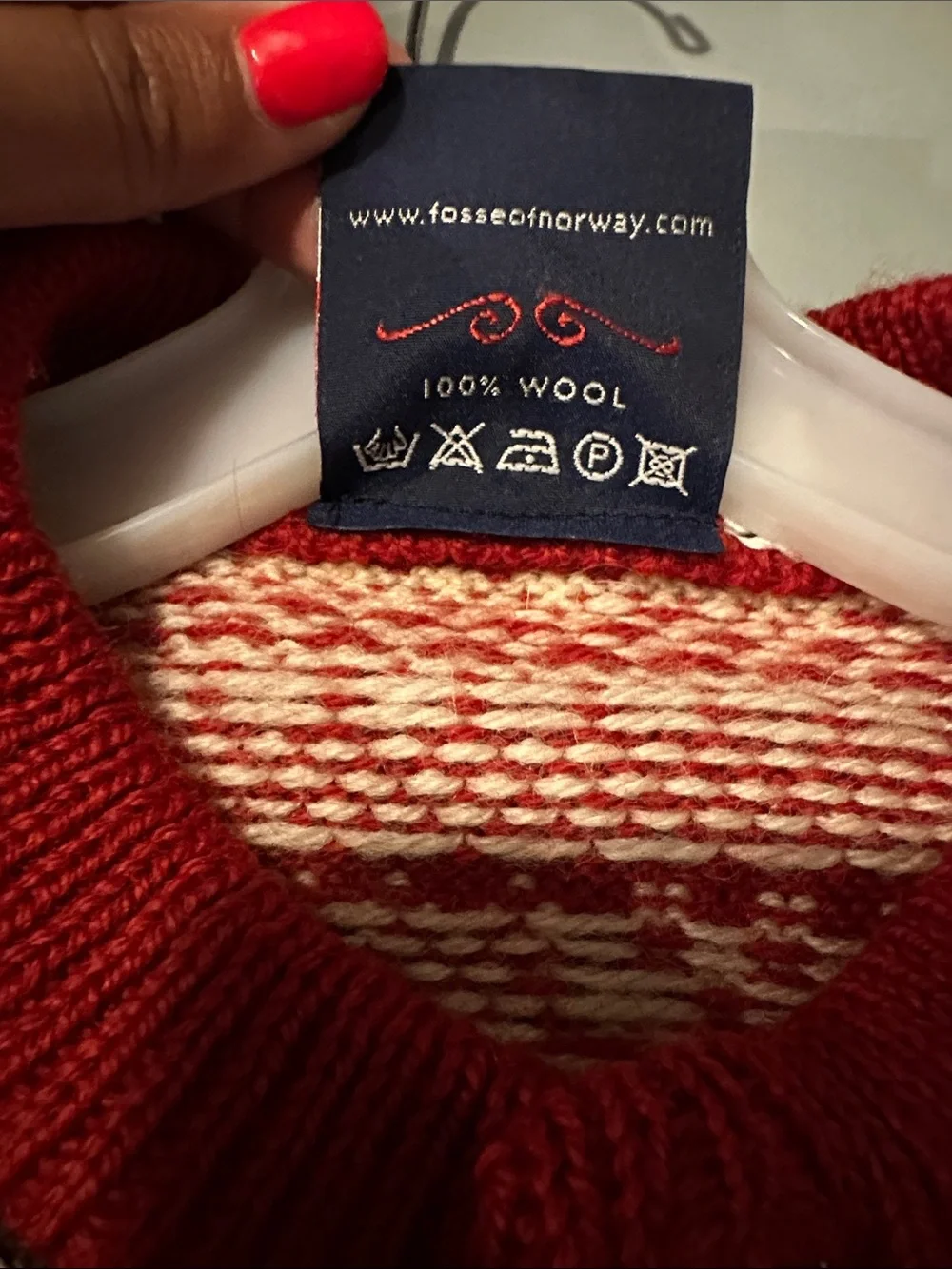 Sandviken Nordic Fair Isle Wool Cardigan Small Red Viking Motif Button